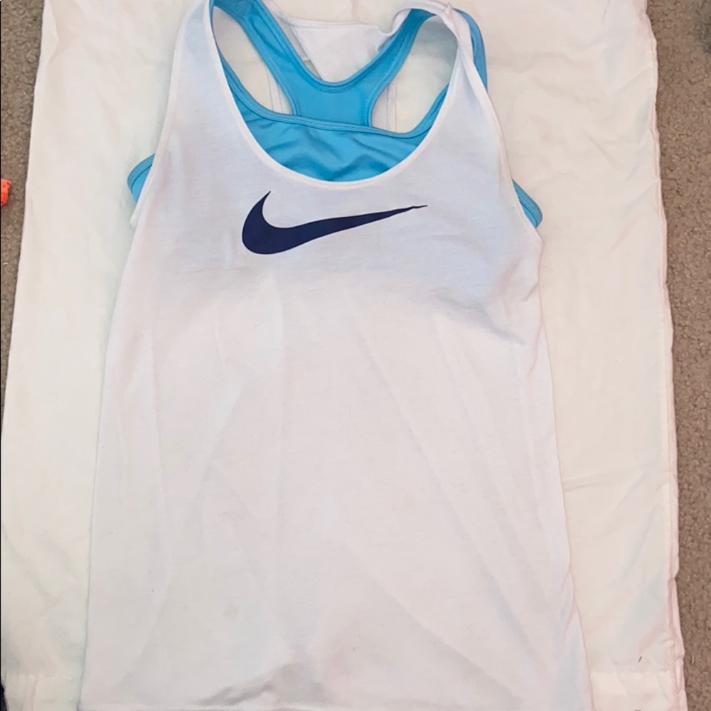 Nike white tank top with sports bra